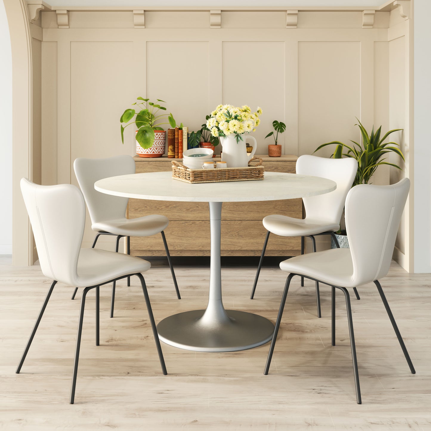 Gotham Dining Table White & Silver