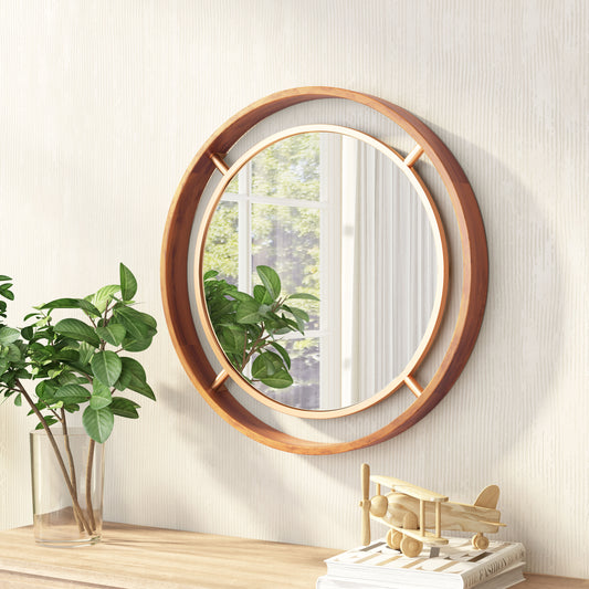 Round Gold Mirror Brown & Gold