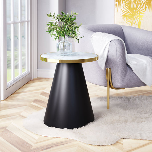 Fusion Side Table White, Gold & Black