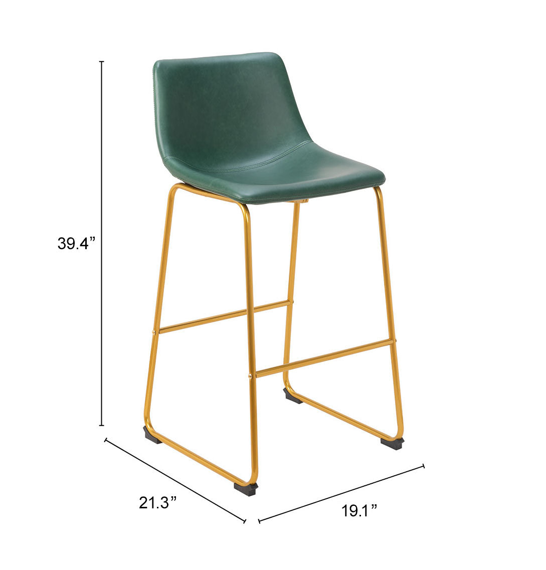 Augusta Barstool Green & Gold