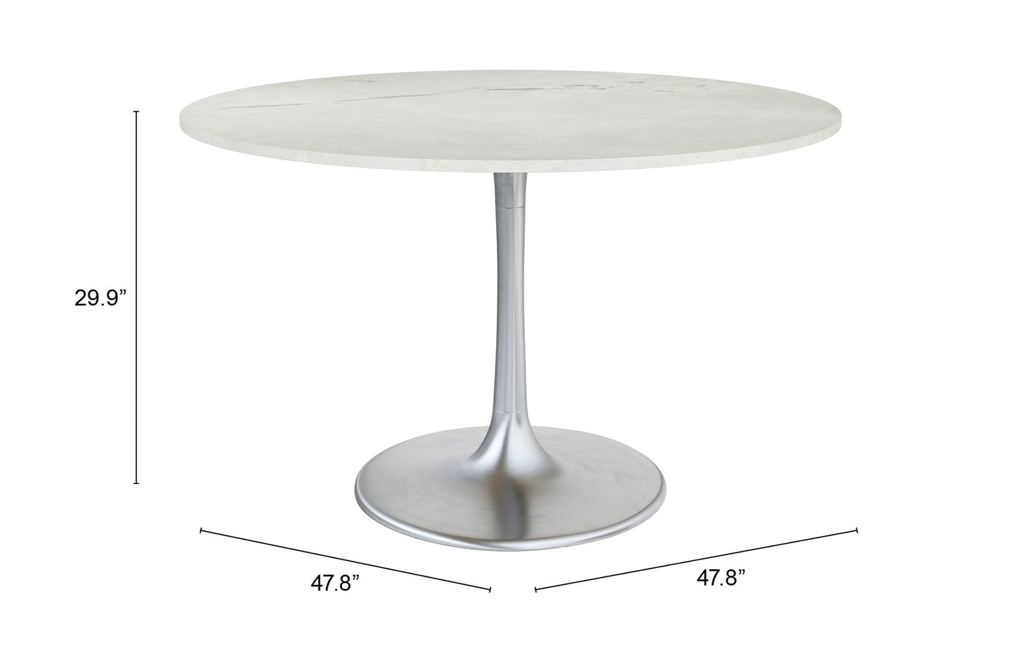 Gotham Dining Table White & Silver